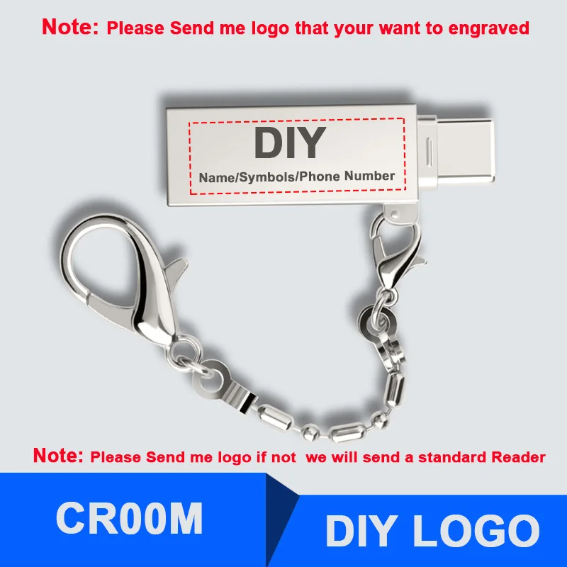 CR00M Plus DIY LOGO Ingelon TF кард-ридер usb type C ридер 8 ГБ 16 ГБ 32 ГБ 64 Гб 128 Гб карта памяти OTG адаптер DIY логотип металлический кардридер для компьютера - Цвет: CR00M Plus DIY LOGO