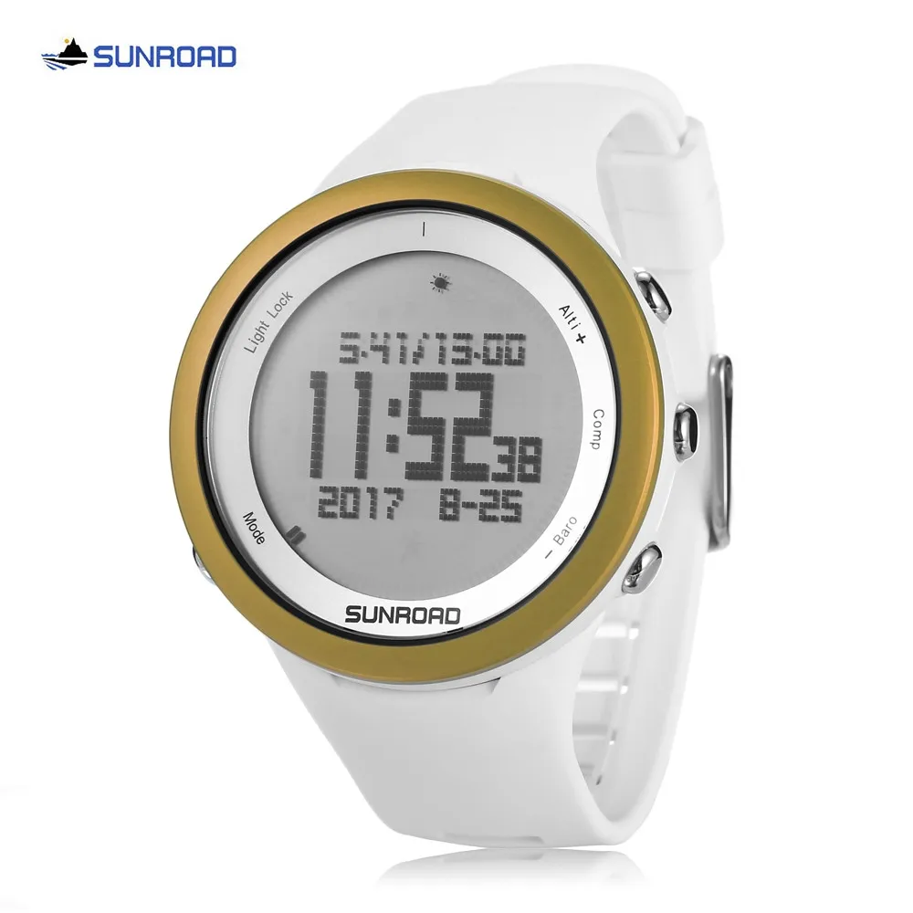 SUNROAD FR852 Мужские Цифровые спортивные часы термометр альтиметр барометр компас наручные часы - Цвет: GOLDEN
