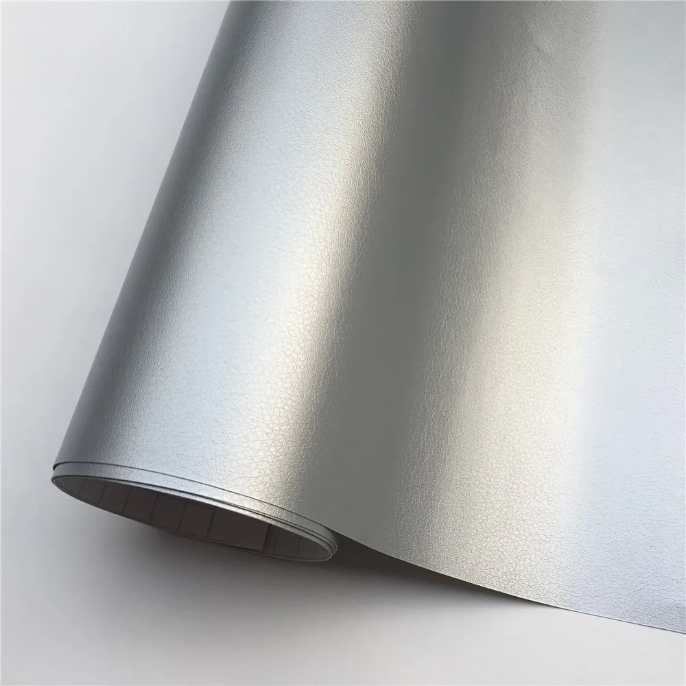 Silver Leather Vinyl Сделай Сам, кожаная виниловая пленка, рулон, автомобильная пленка, пинг-фольга для обертывания, наклейка, без пузырьков, для велосипеда, консоль, компьютер, ноутбук, кожаный чехол для телефона - Название цвета: Silver Leather Vinyl