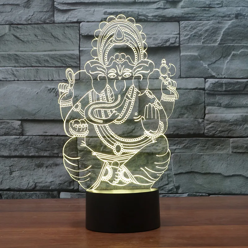 Визуальный 7 цветов Декор для спальни гостиной 3D светодиодный индийский