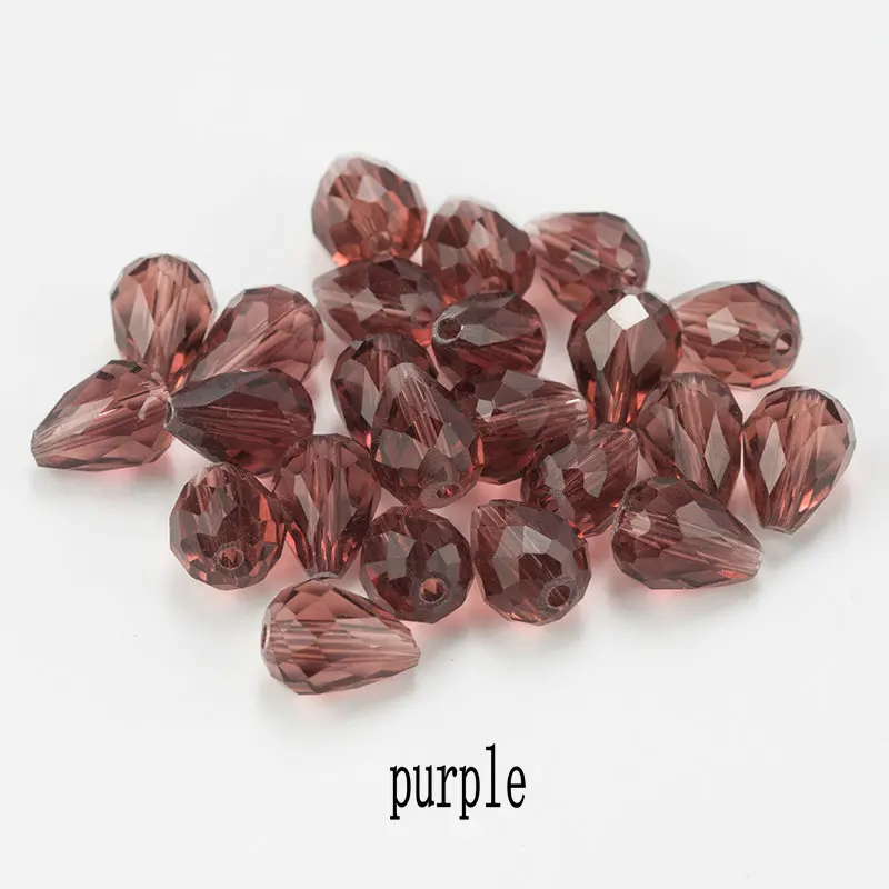 purple Высокое качество 10x15 мм Кристал, слезинка форма ювелирные изделия бисер стеклянные бусины Свободные Распорки Круглые бусины дл - Цвет: purple