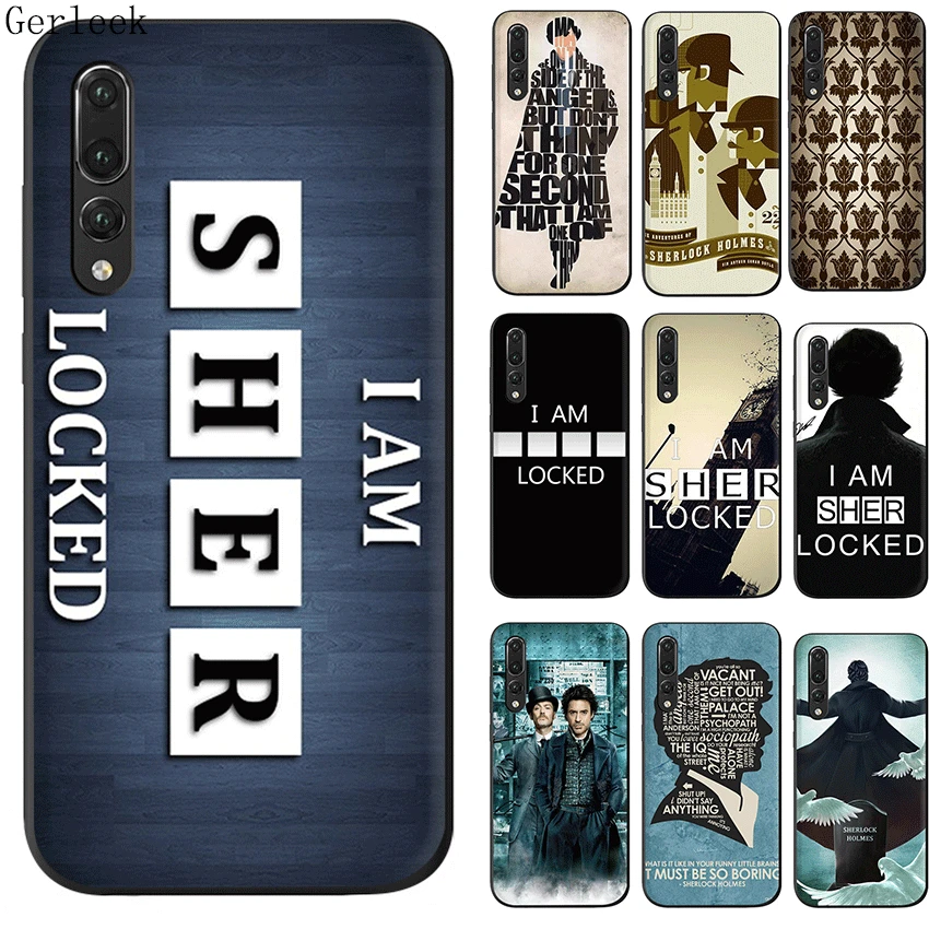 Черный мягкий ТПУ 221B Шерлок Холмс чехол для Huawei P8 P9 P10 Lite P20 Pro MINI 2015 2016 2017 P Smart Shell |