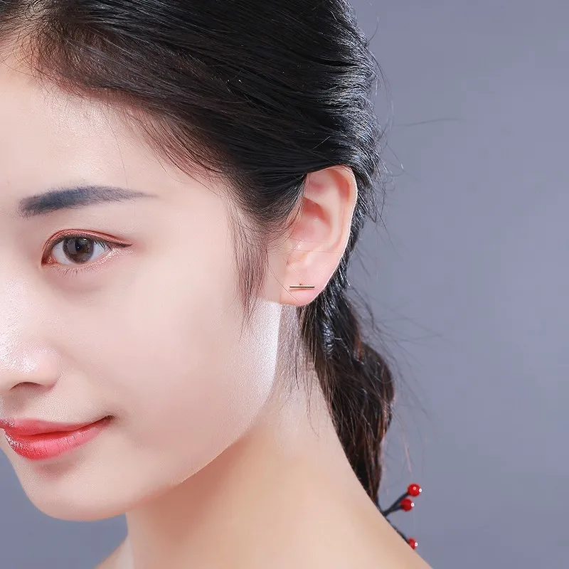 Милые серьги гвоздики из стерлингового серебра 925 пробы золотистого цвета с