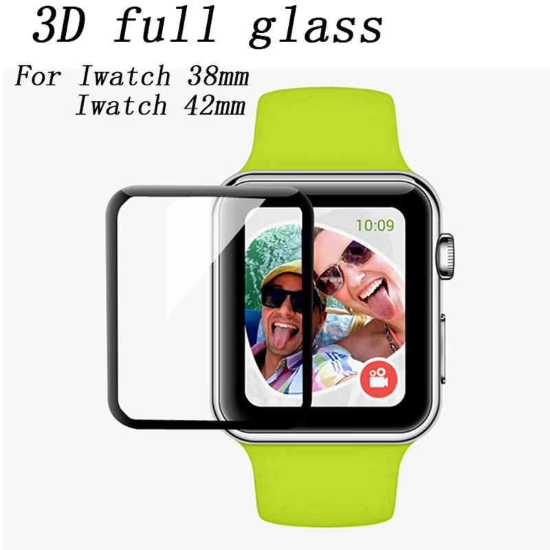 Защитная 3D плёнка с закругленными черными краями для iWatch планшетов Apple Watch 38 мм 42