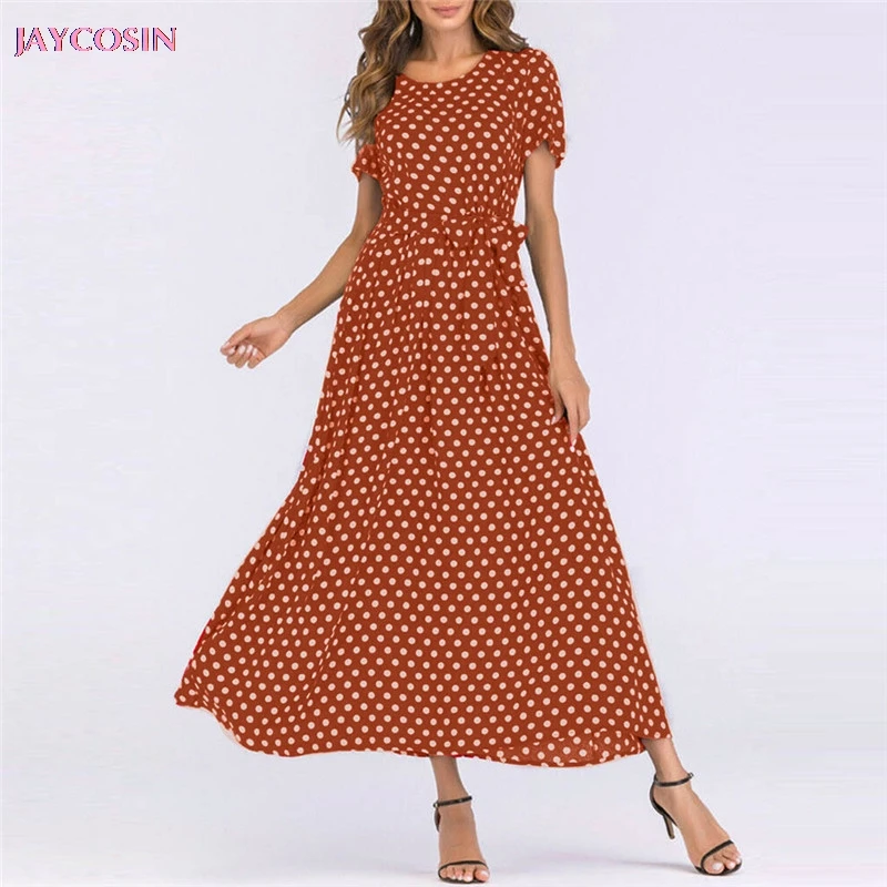 JAYCOSIN 2019 модное женское платье с круглым вырезом и коротким рукавом Пляжное