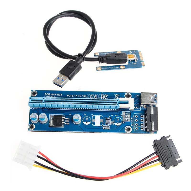 Mini PCI E Express 1x To16x USB 3 0 расширитель переходника адаптер SATA кабель питания