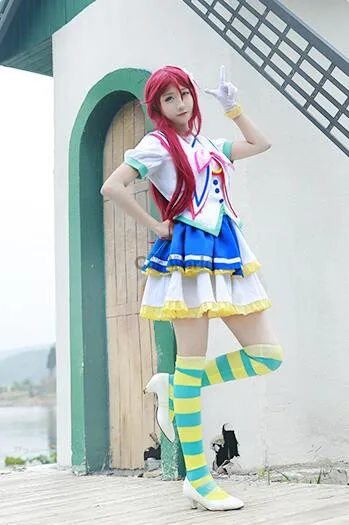 Милый! Солнечный свет! Aqours Jumping Heart Sakurauchi Riko Костюм Форма моряка платье наряд Аниме