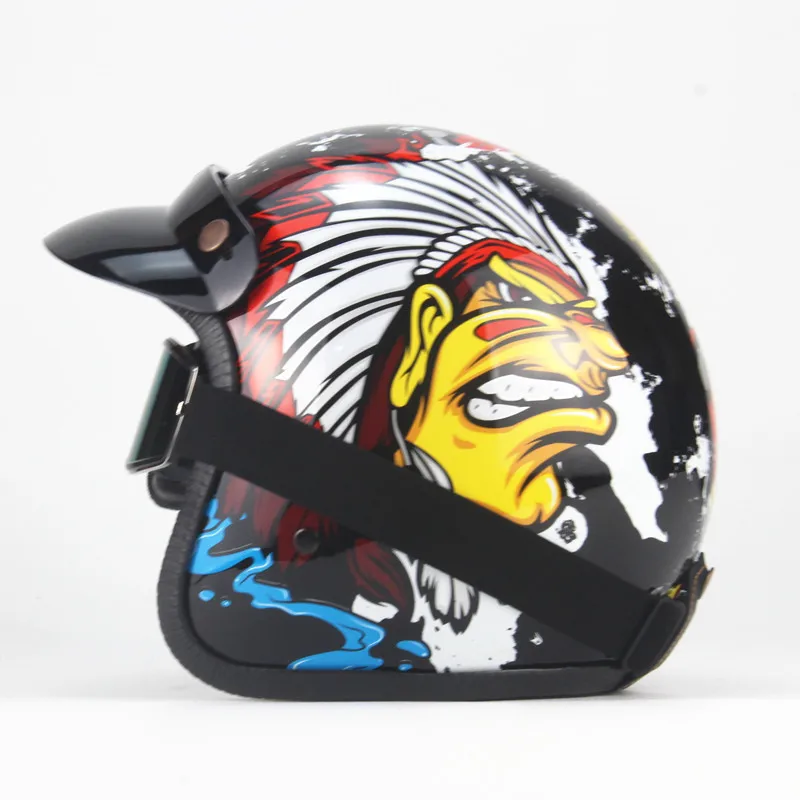 YDA Black 3 3/4 шлемы moto rcycle с открытым лицом винтажные moto rcycle moto rbike Chopper стиль moto шлем с goggle mask - Цвет: YDA Black 3