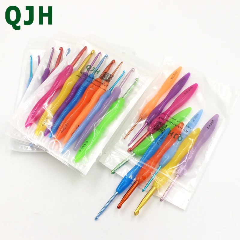 

9pcs/set High Quality Metal Crochet Template DIY Craft Multicolor Kit TPR Aluminum Knitting Needles Smooth handle 2.0mm-6.0mm