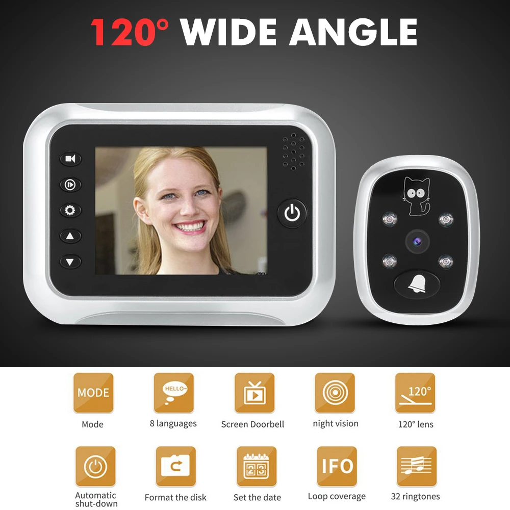 3 5 &quotЖК дисплей Дисплей умный дверной звонок просмотра цифровой с глазком Камера