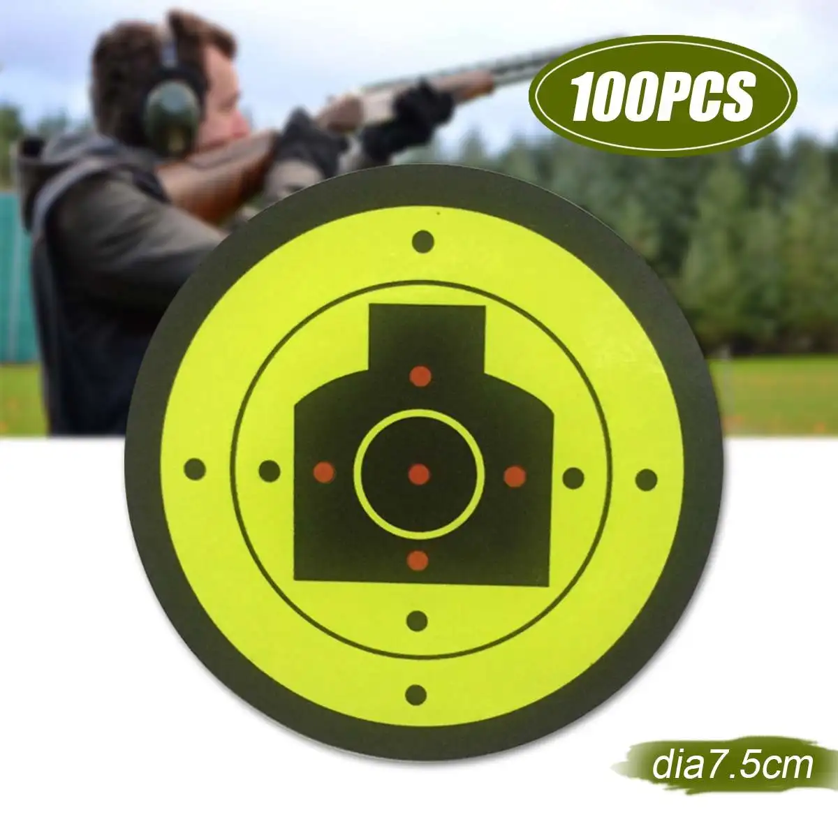 

100Pcs Stick Splatter Reactive Target Sticker Self Adhesive Shooting Targets For Fluorescent Hunting Guns Target Paper Dia 7.5cm