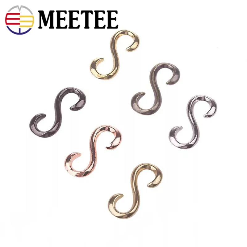 Meetee 10pcs S Buckle Solid Brass Bracelet Leather Rope Snap Hooks Connector DIY Carfts Accessories F1-43 | Дом и сад