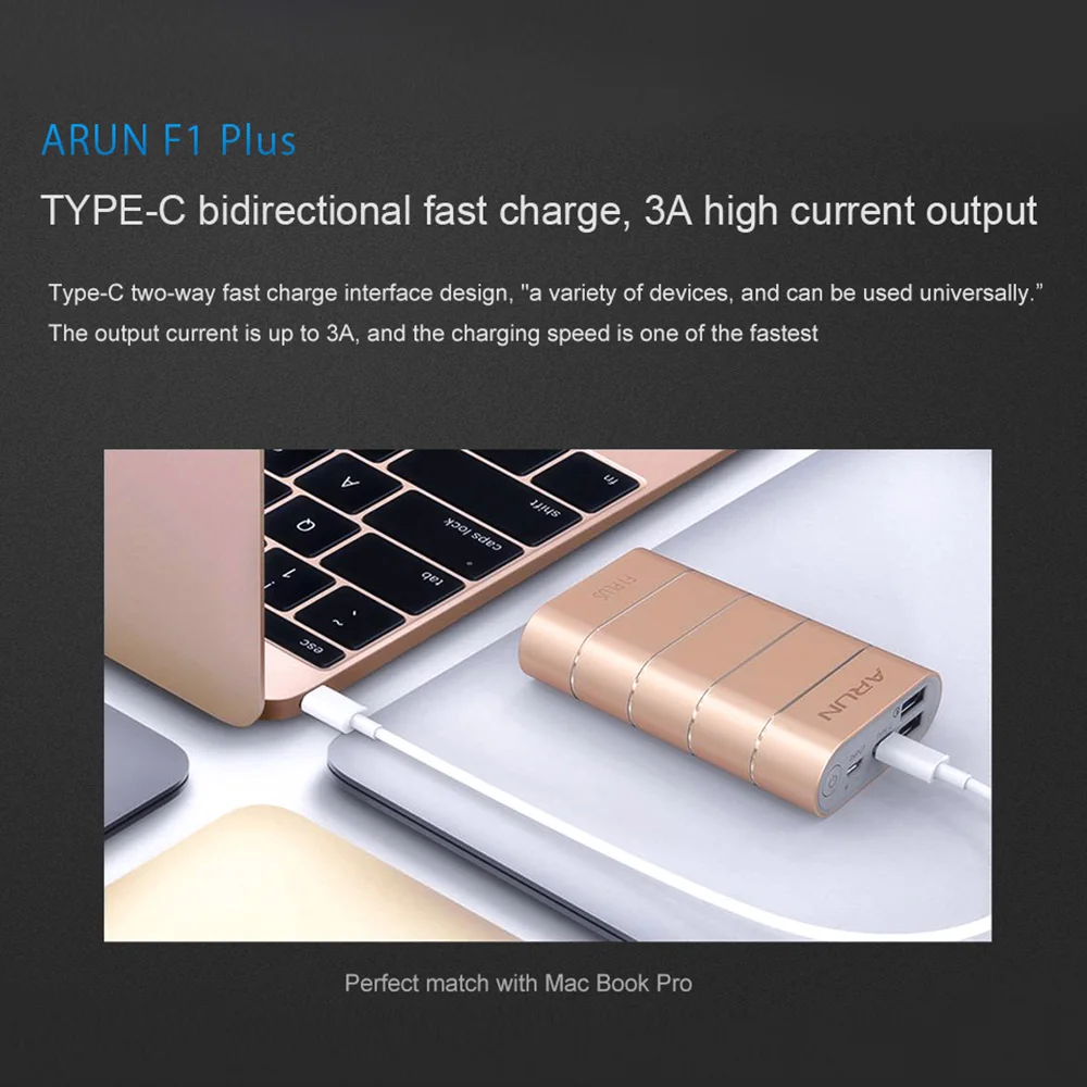 ARUN F1PLUS 10000 мА/ч быстрая зарядка Внешнее зарядное устройство портативное для