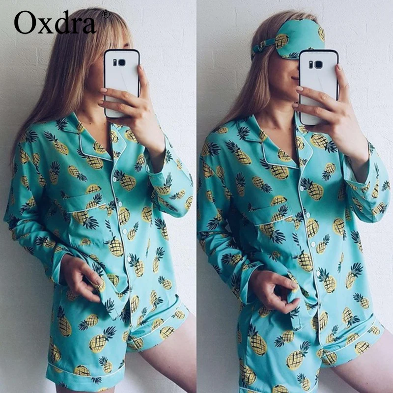 Oxdra Летняя Повседневная Домашняя одежда пижамные комплекты с принтом ананаса