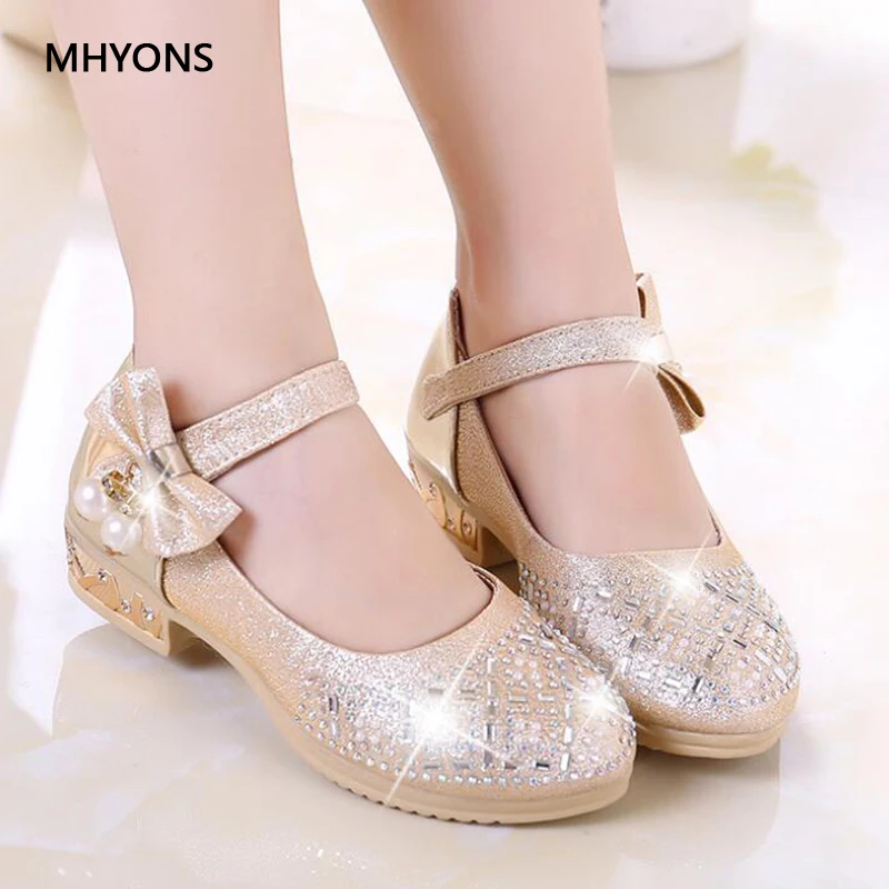 Обувь для девочек Дети Принцесса кожаная обувь бант Повседневная блестящая