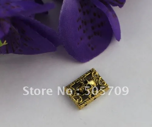 

100PCS Antiqued Gold /silver Color Skull Rectangle 3 holes Link Spacers #22078
