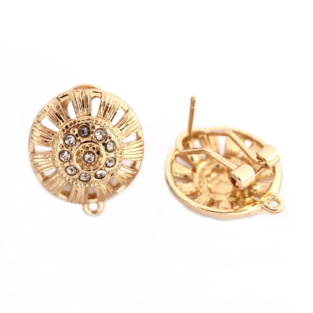 Золотые Серьги Дубай стойка с петлей соединитель филигранная круглая фурнитура