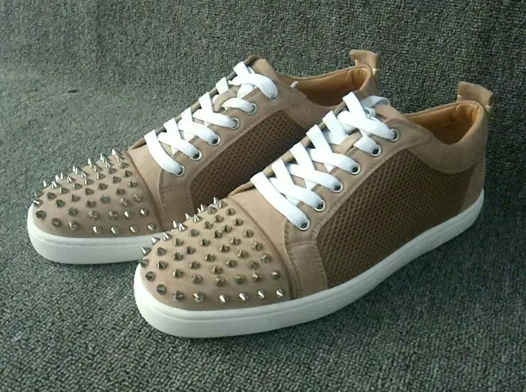 

Moraima Snc Fashion Rivets Studded Men Shoes Round Toe Lace-up Leather Casual Shoes Punk Style Flat Shoes for Men