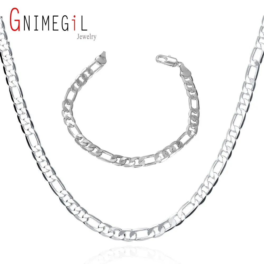GNIMEGIL ювелирный бренд 4 мм Для мужчин Фигаро цепи Цепочки и ожерелья s кубинской