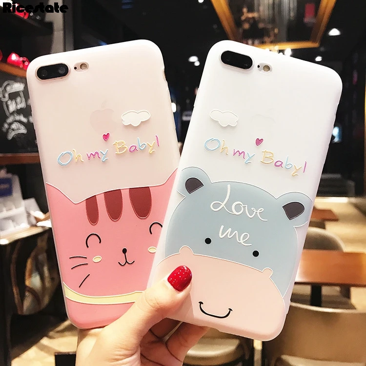 Силиконовый чехол с мультяшными животными для iPhone X XR XS Max чехлы значки приложений