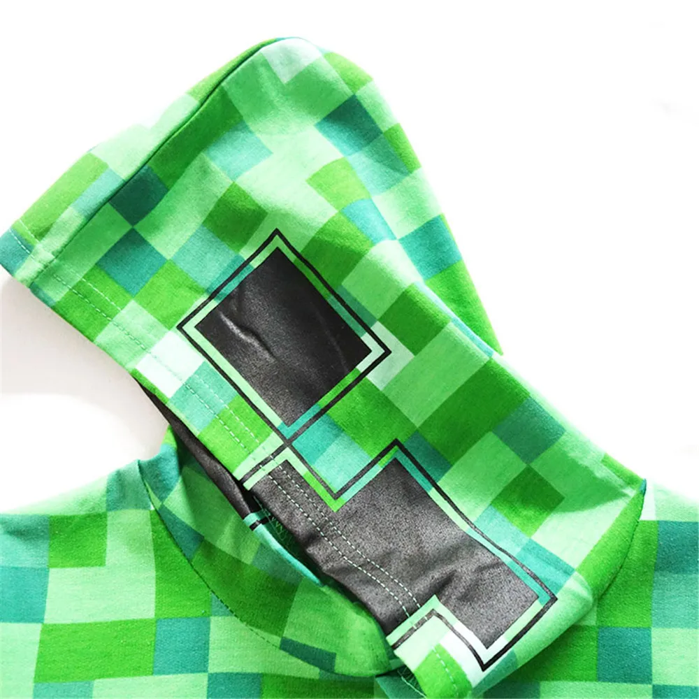 Дети Мальчики Minecraft Хэллоуин Creeper костюм подростков весна осень Забавный зеленый