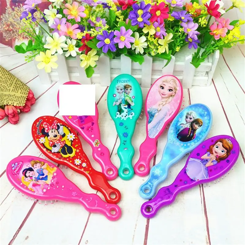 Disney beauty& модные игрушки гребешок для девочки Массажная щетка с подушечкой, наполненной воздухом, замороженная София принцесса Эльза и Анна мультяшная расческа ПВХ