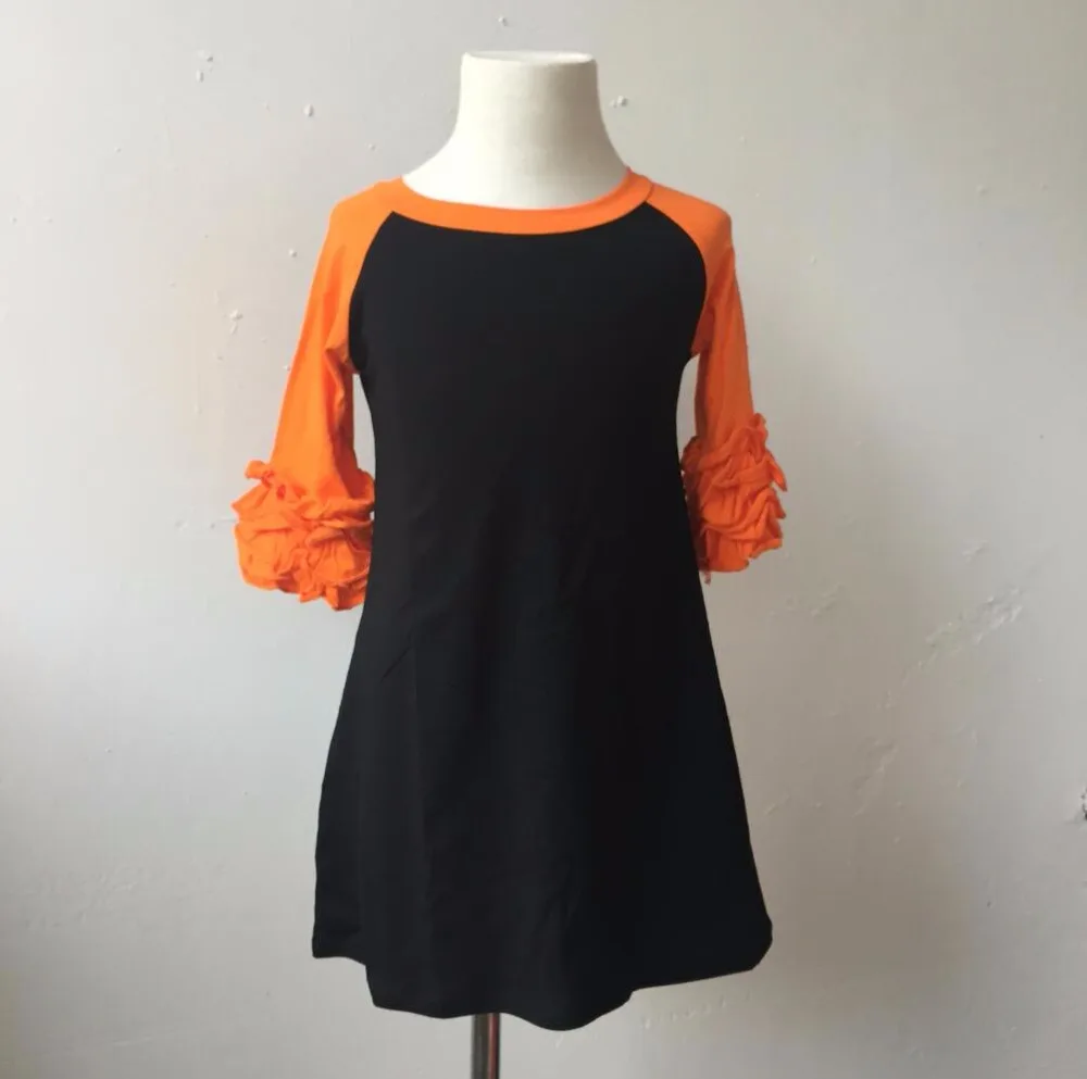 Модель последние модные трикотажные хлопковые длинные рукава платье для малышки