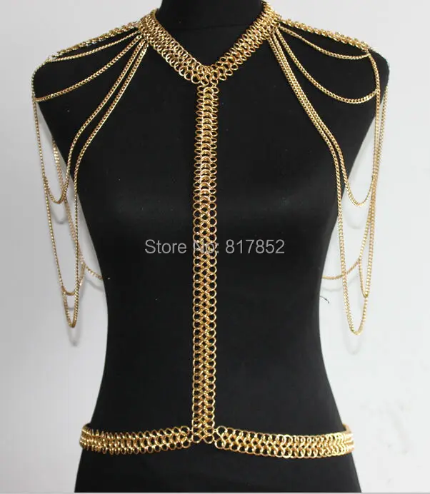 

FREE SHIPPING! NEW STYLE BY403 Gold colour CHAINS EIGHT CHAINS BODY JEWELRY