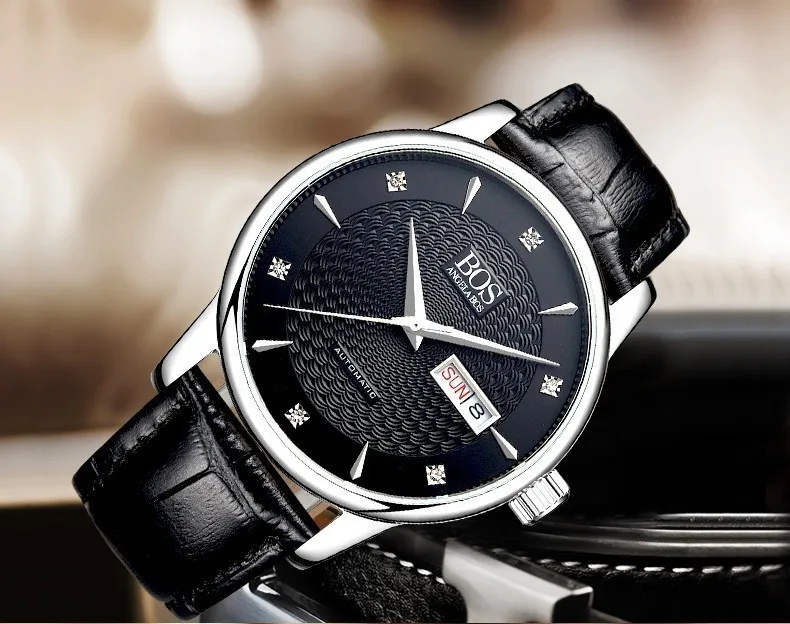 ANGELA BOS бизнес 2018 Автоматическая Дата Мужские часы Механические наручные сапфир