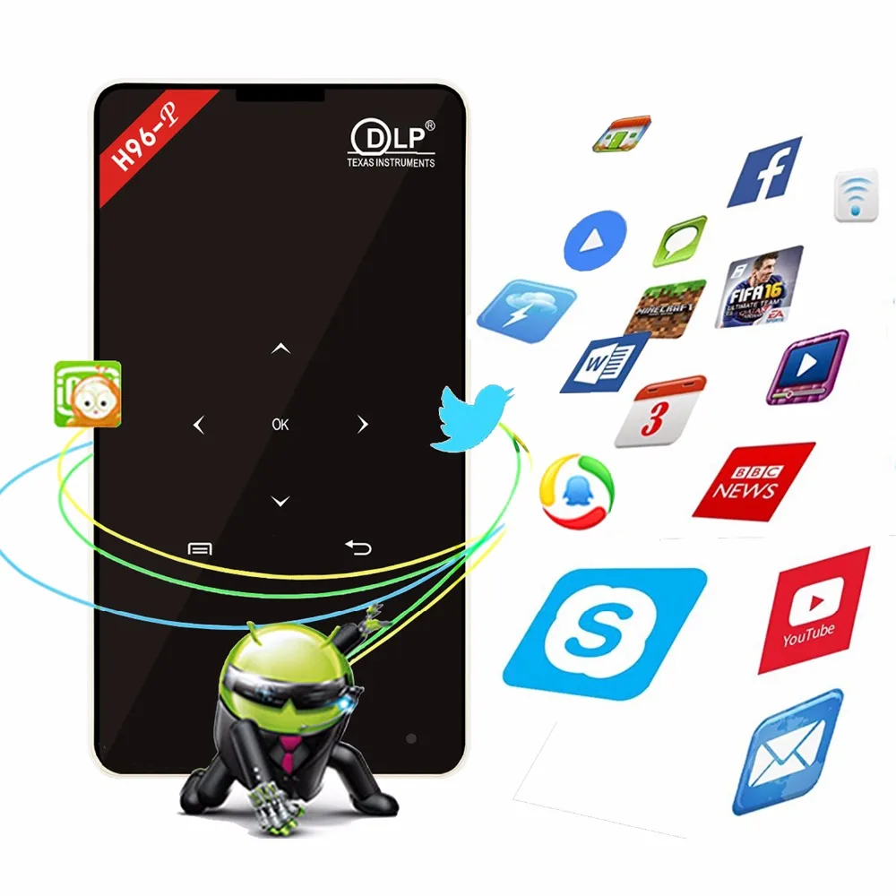 XinwaysH96-p proiettore android tasca pico H96 dlp mini amlogic S905 4 k 2 4g 5 8g Wifi BT4.0 Home | Электроника