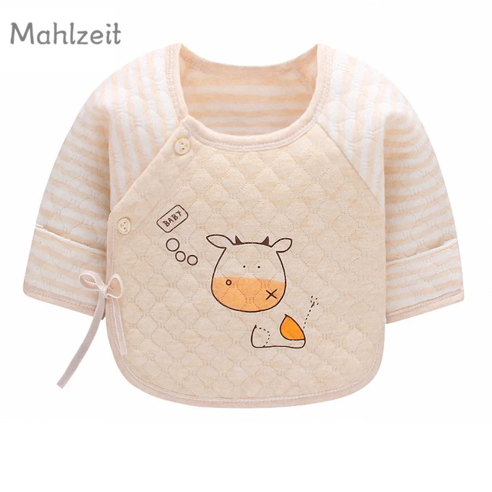 Autumn Winter newborn baby boy girl thick clothes 0-3M 100% cotton long sleeve undershirt infant warm cute sleep | Детская одежда и