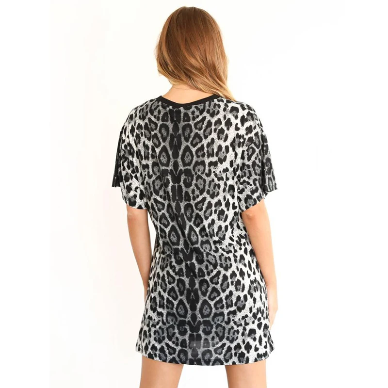 Женское пляжное платье с леопардовым принтом свободное трапециевидной формы