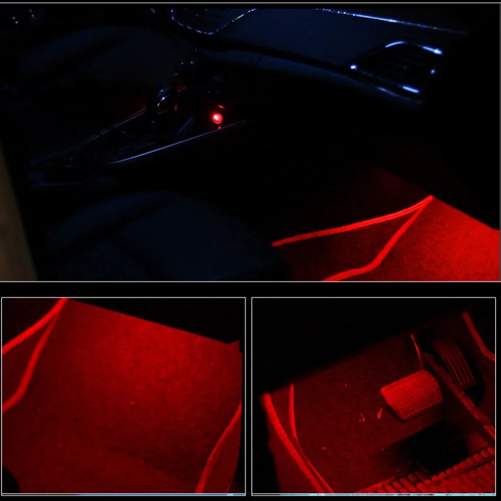 4 шт. 12 В автомобиля RGB светодиодные ленты автомобиля Гибкая бар 5050SMD Интерьер Декоративные Атмосфера стикеры полосы дистанционное управление для автомобиля RGB свет