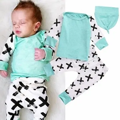 Одежда для новорожденных мальчиков и девочек футболка Топы + штаны леггинсы