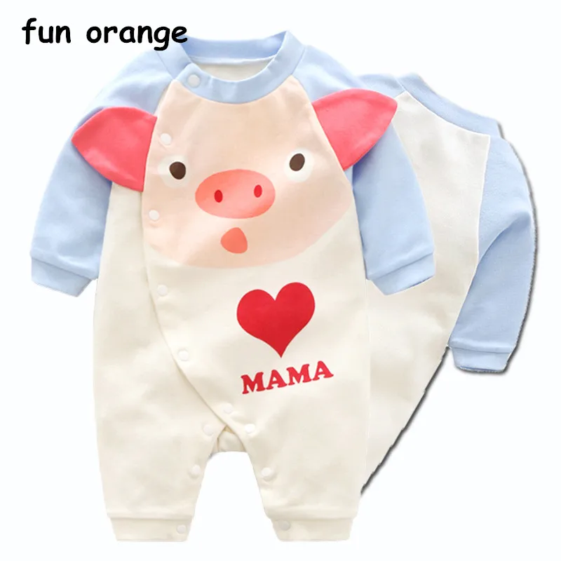 Забавный оранжевый хлопковый комбинезон для новорожденных От 0 до 1 года с