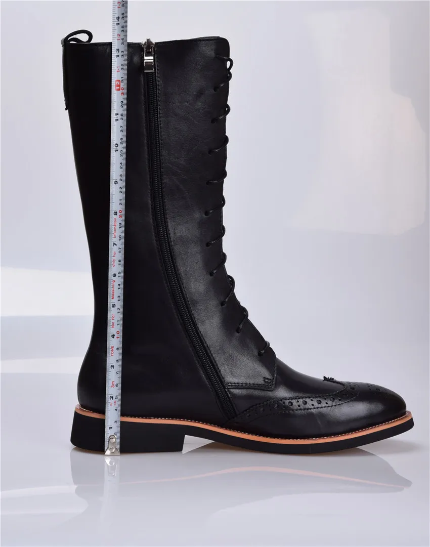 

Fashion British Style Brown Tan / Black High Mens Boots Genuine Leather Winter Boots Male Outdoor Casual Shoes