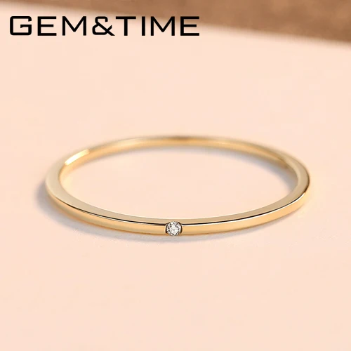 Gem& Time, классические кольца с черным топазом из твердого золота 14 к для женщин, обручальное кольцо, Пасьянс из желтого золота 585, очаровательное тонкое кольцо, подарок Anillos - Цвет камня: White