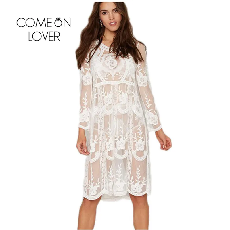 Женское кружевное прозрачное пляжное платье bi288 белое платье-Кафтан до колена с