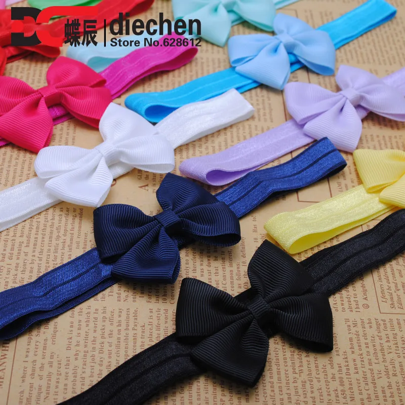 

2pc assorted colors cute baby toddler girls grosgrain ribbon bows elastics headbands birthday gift for children hair accessories