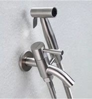 brushed nickel 304 stainless steel toilet handheld sprayer shower bidet spray douche kit jet hose holder bd785