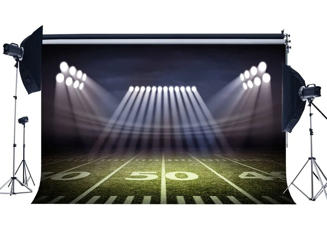 Стадион боке Блестящие Блестки сценические огни зеленая трава Луг Спорт матч