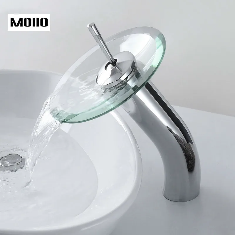 Стеклянный смеситель MOIIO для ванной комнаты латунный круглый кран Водопад