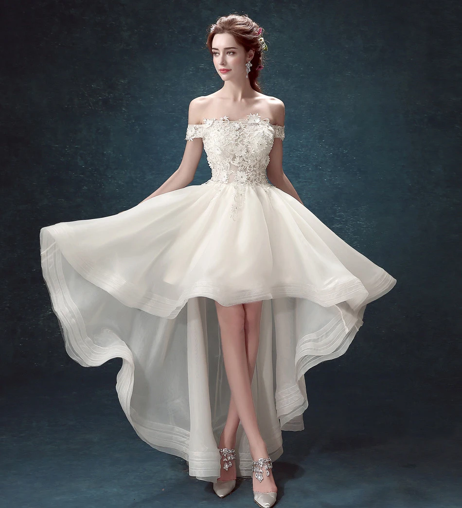 Французское Кружевное белое свадебное платье с открытыми плечами принцессы