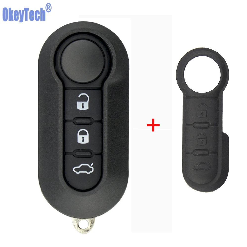 Корпус для автомобильного ключа OkeyTech складной с 3 белыми кнопками Fiat 500 Punto Ducato Stilo