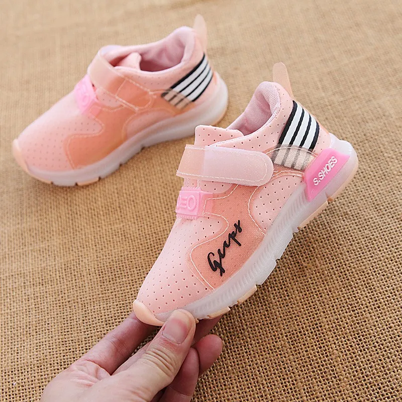 LED Kids Shoes Spring Autumn Baby Girl PU Breathable Glow Casual Boys &amp Girls Luminous Sneakers Glowing | Детская одежда и