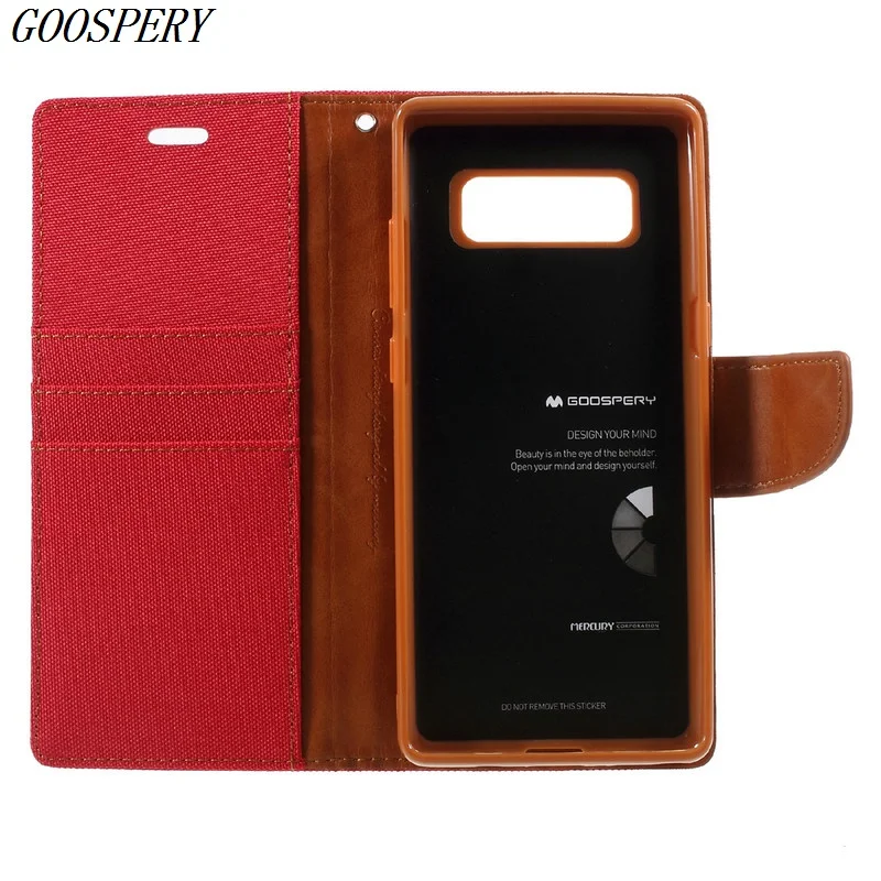 For Samsung Note 8 Case MERCURY GOOSPERY Canvas Diary Leather Card Slots Protection Cover for Galaxy SM-N950 | Мобильные телефоны и