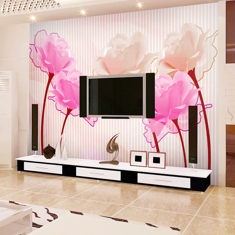 Оптовая продажа виниловые моющиеся настенные 3d обои с розами фото Настенные для