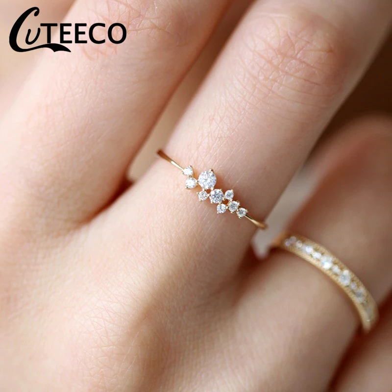 CUTEECO Изысканные кольца на палец с цирконием, заполненные штабелируемые обручальные кольца, модные обручальные кольца для женщин, ювелирные изделия, подарки