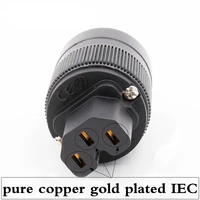 2pcs female hifi audio pure copper gold plated ukeuusau iec female connector for diy power cable