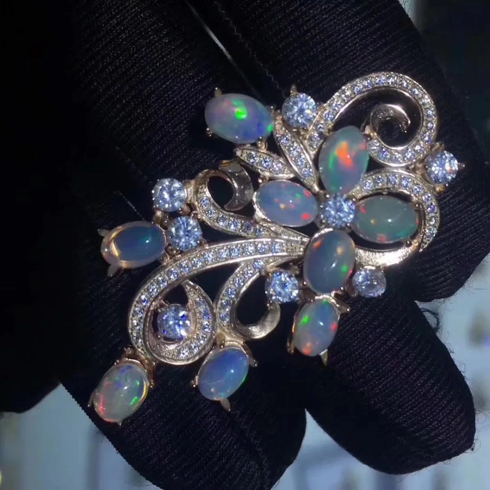 Женская Вечерние шь из серебра 925 пробы с опалом 4 Х6 мм|fine jewelry|jewelry broochjewelry fashion |